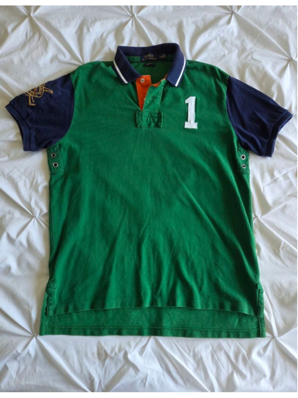 Vintage Polo Ralph Lauren Large Crest Short Sleeve Polo Shirt Green Blue